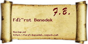 Fürst Benedek névjegykártya